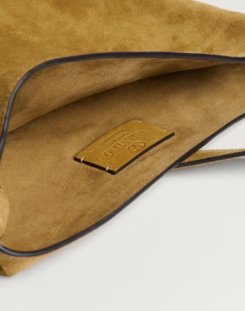 Valentino Garavani - Valentino Garavani Nellcôte Suede Shoulder Bag With Fringes - Havana Beige/fondant - Man - Shoulder Bags