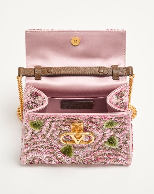 Valentino Garavani - Valentino Garavani Mini Vsling Embroidered Handbag - Pink/multicolor - Woman - Top Handle Bags