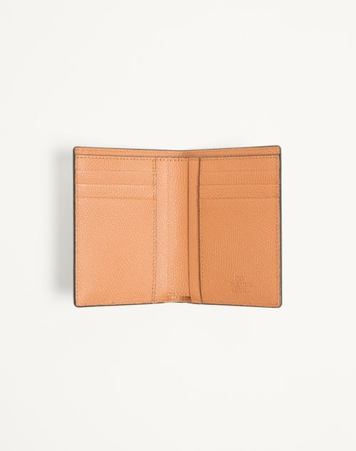 Valentino Garavani - Portacarte Valentino Garavani Vlogo Signature In Vitello Granato Con Stampa Le Chat De La Maison - Azzurro/avorio - Uomo - Portafogli E Piccola Pelletteria