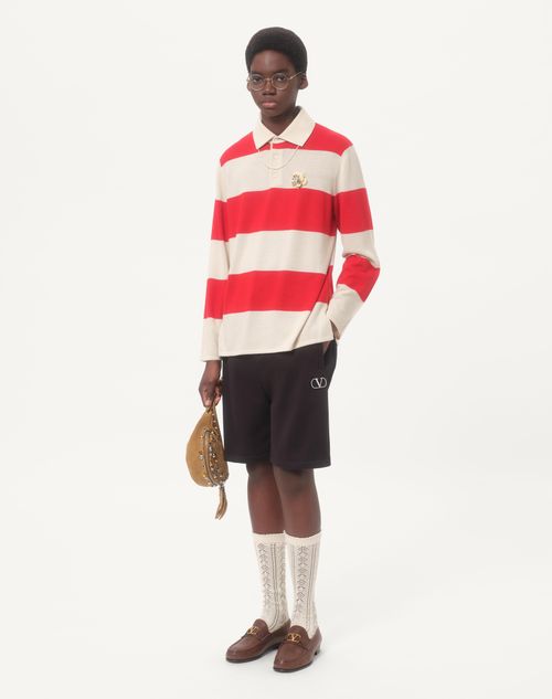 Valentino - Technical Cotton Bermuda Shorts With Vlogo Signature Patch - Black - Man - Pants And Shorts