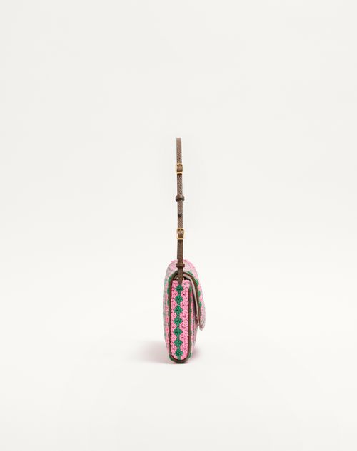Valentino Garavani - Valentino Garavani Devain Small Shoulder Bag In Crochet Fabric - Pink/green - Woman - Shoulder Bags