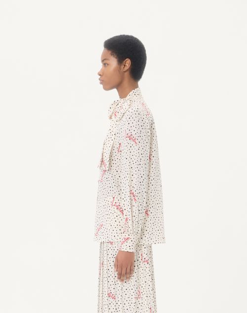 Valentino - Plus De Pois Crepe De Chine Bubble Shirt - Vanilla/multicolour - Woman - Shirts And Tops