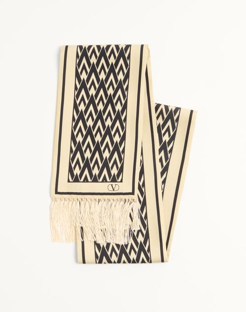 Valentino Garavani Toute La V Scarf In Ivory/black