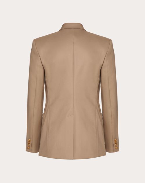 Valentino - Double-breasted Cotton Knit Jacket - Khaki - Man - Coats And Blazers