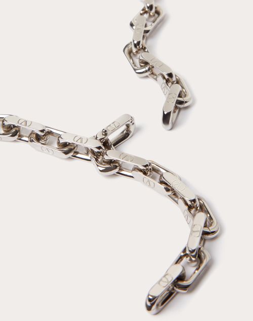 Valentino Garavani - Vロゴ チェーン メタル ネックレス - パラジウム - メンズ - ジュエリー