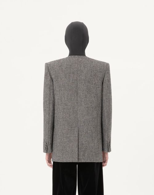 Valentino - Veste Croisée Valentino En Laine Bouclée Mélangée - Gris - Homme - Manteaux Et Blazers