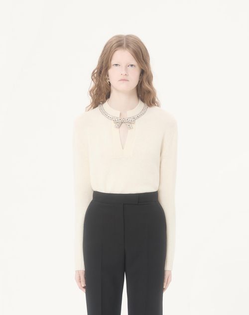 Valentino - Embroidered Wool Jumper - Ivory - Woman - Knitwear