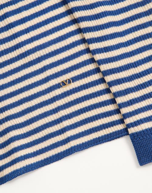 Valentino - Silk Jumper - Blue/ivory - Woman - Knitwear