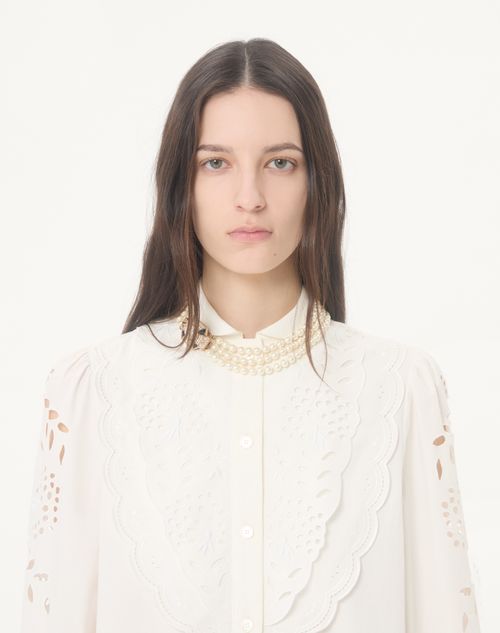 Valentino - エンブロイダリー ポプリン ショートドレス - ホワイト - ウィメンズ - ドレス