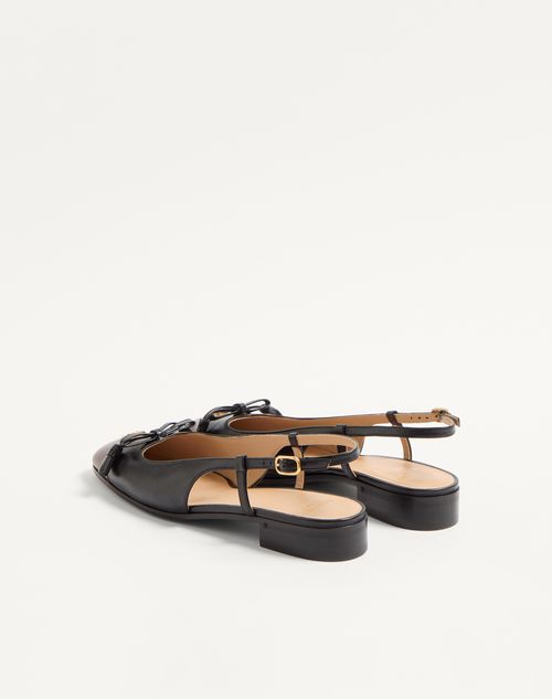 Valentino Garavani - Valet Du Roi Kid Slingback Ballerina 25mmm - Black/coffe - Woman - Ballerinas