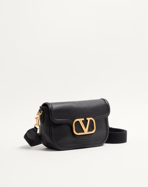 Valentino Garavani - Valentino Garavani Alltime Grainy Calfskin Shoulder Bag - Black - Woman - Shoulder Bags