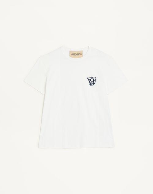 Valentino Cotton T-shirt With Vg Patch Man Ivory Xs