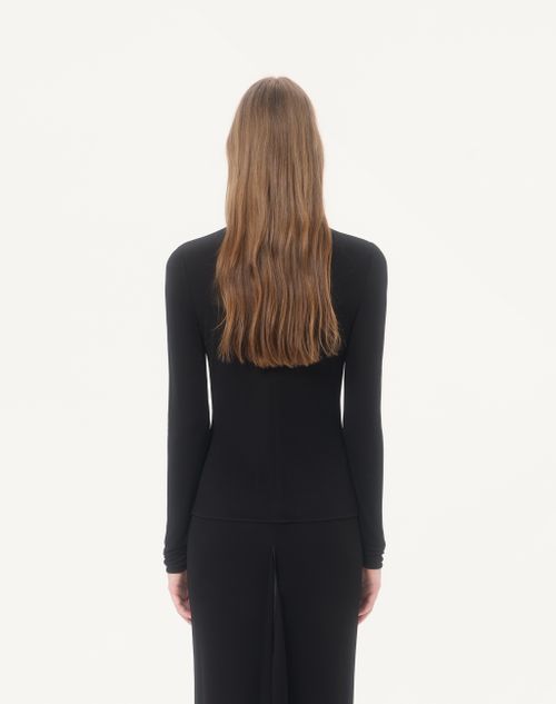 Valentino - Crepe Jersey Top - Black - Woman - Shirts And Tops