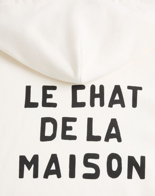 Valentino - Valentino Cotton Hooded Sweatshirt With Le Chat De La Maison Print - Ivory - Man - Tshirts And Sweatshirts