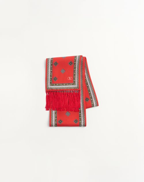Valentino Garavani Chamber Silk Bandeau Scarf With Fringe In Multicolour