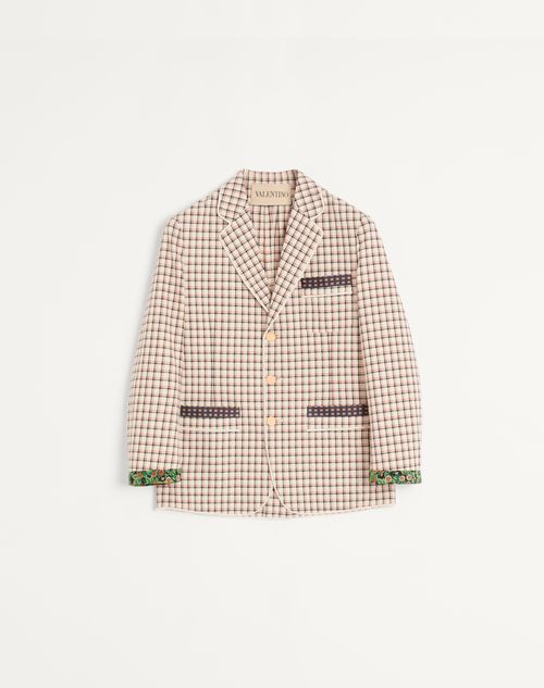 Valentino Waistcoate Droite En Coton Avec Motif À Carreaux Et Imprimé Sur Les Bordures Homme Jaune/noir/r
