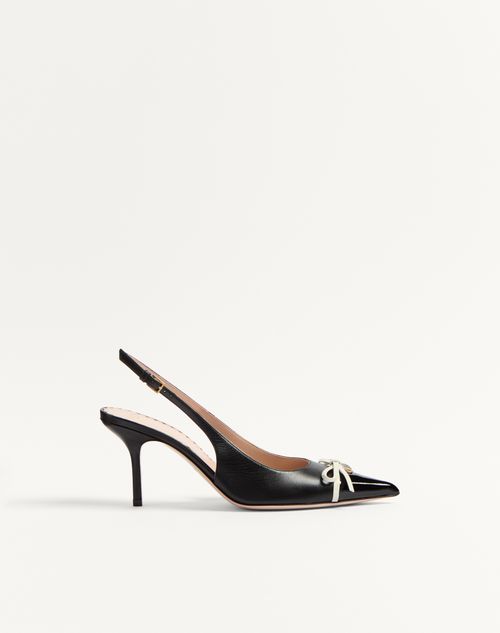 Valentino Garavani Bepointy Slingback Pump In Patent Leather And Kidskin 80mm Woman Black/ivory 39.5