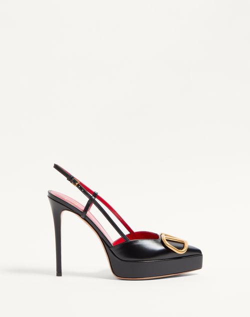 Valentino Womens Black Vlogo 120 Pointed-toe Leather Slingback Courts In Black