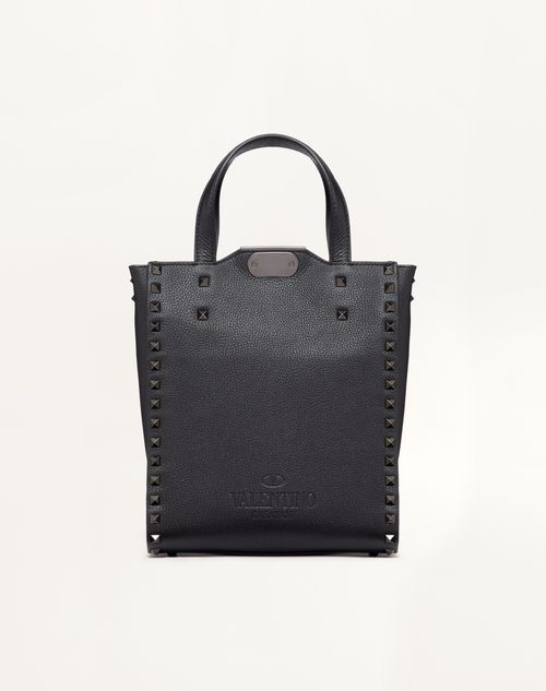 Valentino Garavani - ロックスタッズ グレインカーフスキン スモール トート - ブラック - メンズ - トート