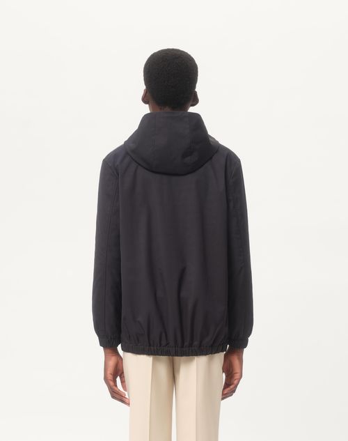 Valentino - Chaqueta De Nailon Con Capucha Y Parche Del Vlogo - Azul Marino - Hombre - Chaquetas Y Plumíferos