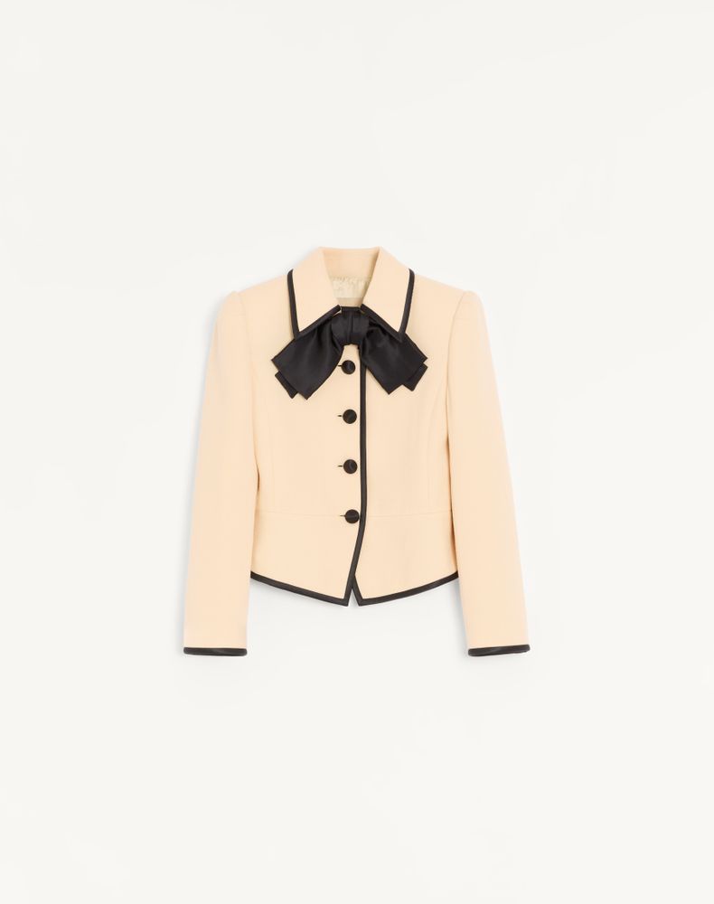 Valentino Women's Birch/Black Wool Crepe Jacket Woman 48