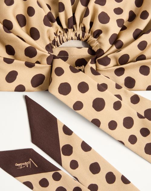 Valentino Garavani - Headband Pois Dalmata Plus De Pois In Cotone E Seta - Beige/chocolate - Donna - Accessori Tessili