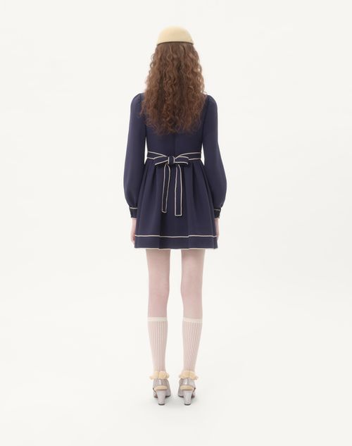 Valentino - Crepe Couture Short Dress - Indigo/birch - Woman - Dresses