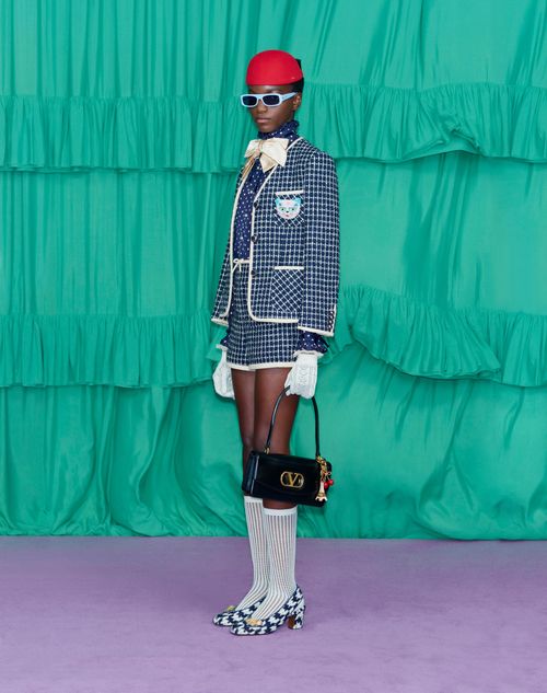 Valentino - Bouclé Jacket - Navy/ivory - Woman - Jackets And Blazers