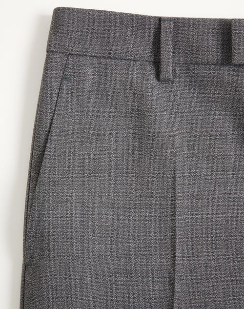 Valentino - Valentino Mouliné Wool Trousers - Black/grey - Man - Trousers And Shorts