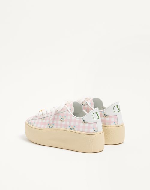 Valentino Garavani - Royco Flatform Sneaker In Vichy Nappa Calfskin With Le Chat De La Maison Pattern - White - Woman - Sneakers