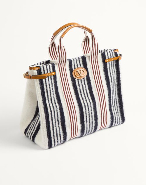 Valentino Garavani - Valentino Garavani Antibes Wool Handbag - White/navy/testa Di Moro - Man - Totes