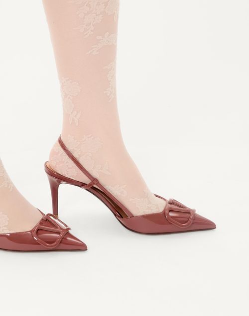 Valentino Garavani - Vlogo Signature Patent Leather Slingback Pump 80mm - Brown - Woman - Pumps