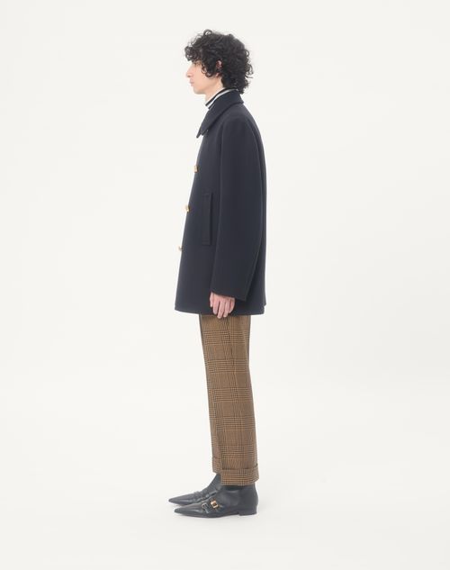 Valentino - Valentino Double-breasted Wool Felt Coat - Marine - Man - Outerwear