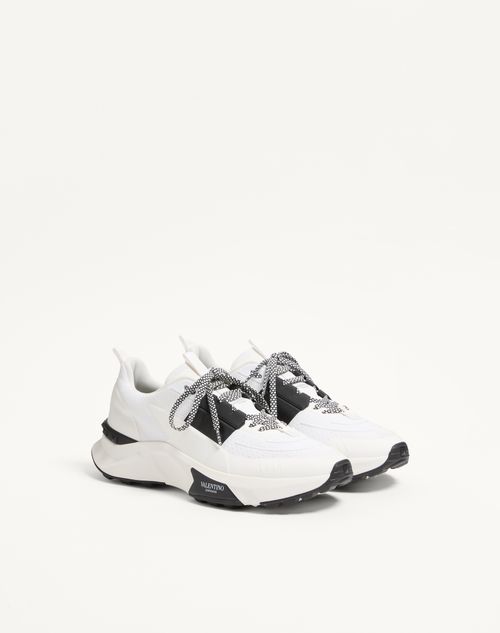 Valentino Garavani - True Act Low Top Sneaker In Mesh And Rubberized Fabric - White/ Black - Man - Sneakers