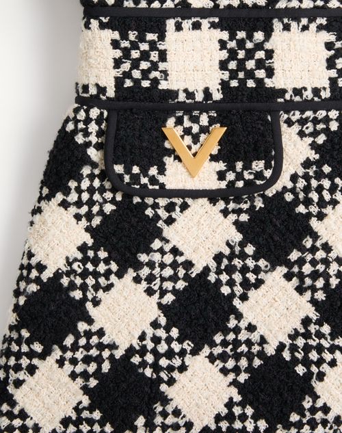 Valentino - Damier Tweed Dress - Birch/black - Woman - Dresses