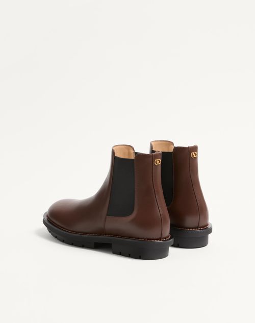 Valentino Garavani - Urbie Calfskin Ankle Boot - Bark Brown - Man - Boots