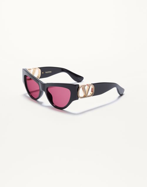 Valentino - Cat-eye Acetate Eyewear - Black/red - Woman - Eyewear