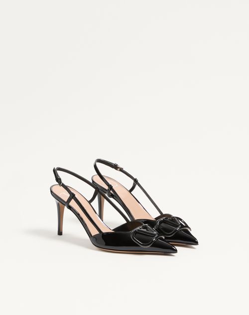 Valentino Garavani - Décolleté Slingback Vlogo Signature In Vernice 80mm - Nero - Donna - Décolleté E Slingbacks