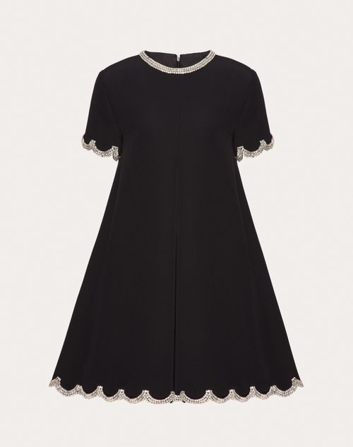 Shop Valentino Robe Courte Et Brodée Structured Couture Femme Noir 42