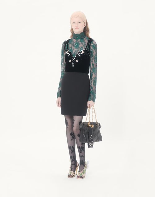 Valentino - Embroidered Crepe Couture Short Dress - Black - Woman - Dresses
