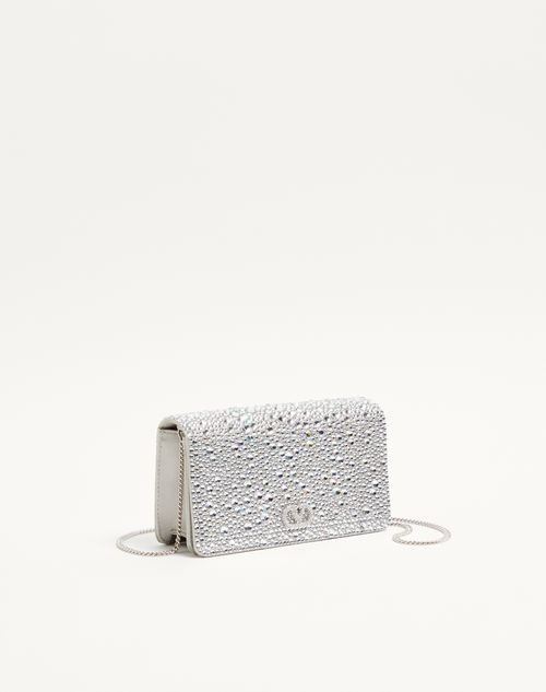 Valentino Garavani - Mini Vlogo Signature Crossbody Bag With Sparkling Embroidery - Crystal - Woman - Wallets And Small Leather Goods