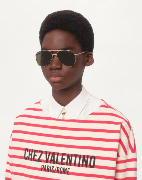 Valentino - Metal Aviator Frame - Gold/green - Unisex - Eyewear