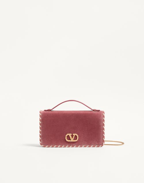 Valentino Garavani - Vlogo Signature Velvet Chain Wallet With Jewel Logo - Phard - Woman - Wallets And Small Leather Goods