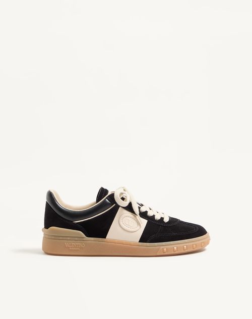 Valentino Lace-up Footwear Featuring Contrast Panel In Black