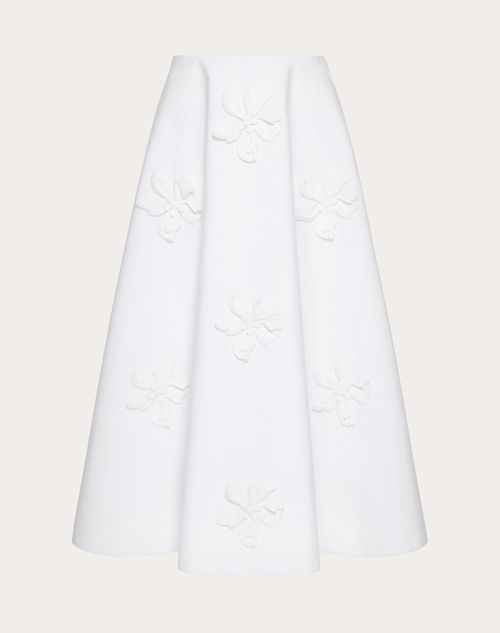 Shop Valentino Embroidered Compact Popeline Midi Skirt Woman White 44 In Weiss