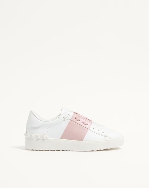 Valentino Garavani Open Sneaker In Calfskin Leather Woman White/rose Quartz 35
