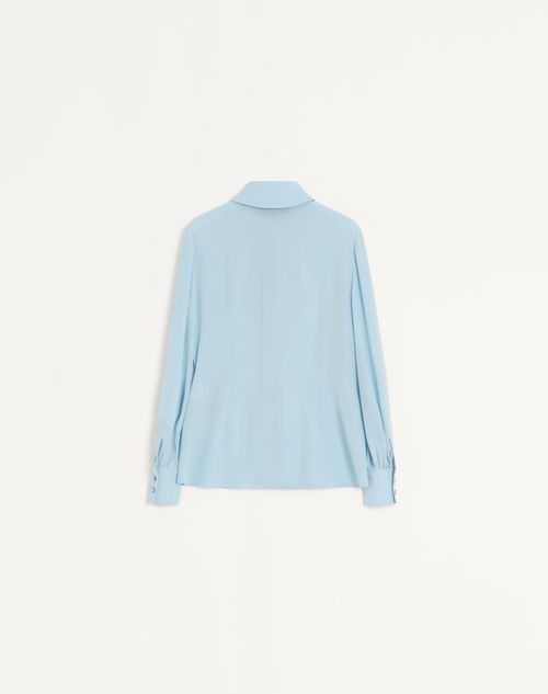 Valentino - Crepe De Chine Shirt - Sky Blue - Woman - Shirts And Tops