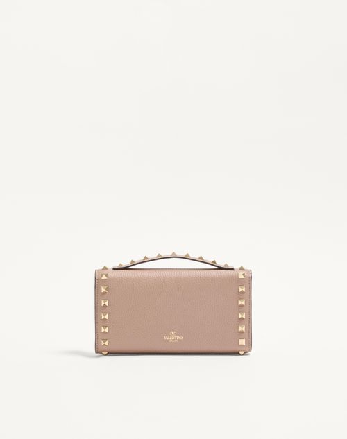 Valentino Garavani - Rockstud Grainy Calfskin Wallet With Chain Strap - Poudre - Woman - Wallets And Small Leather Goods