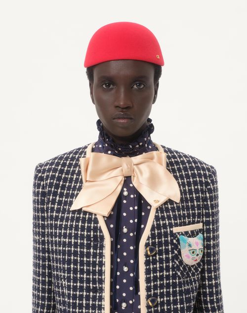 Valentino - Twill Shirt With Plus De Pois Print - Navy/birch - Woman - Shirts And Tops