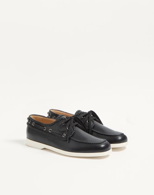 Valentino Garavani - Palm Avenue Kidskin Boat Shoe - Black - Man - Loafers And Driver